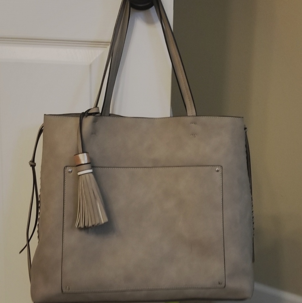Large purse, Grey Suede